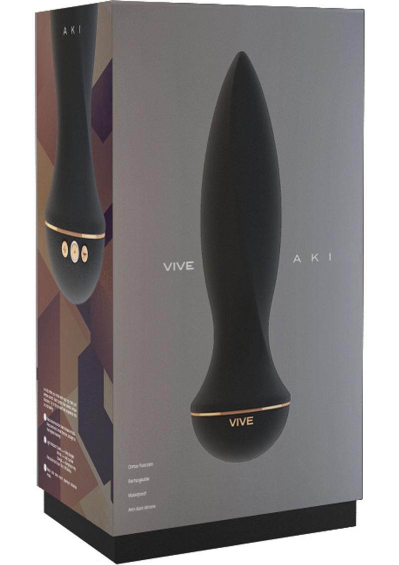 Vive Aki Silicone USB Rechargeable Anal Plug Waterproof Black