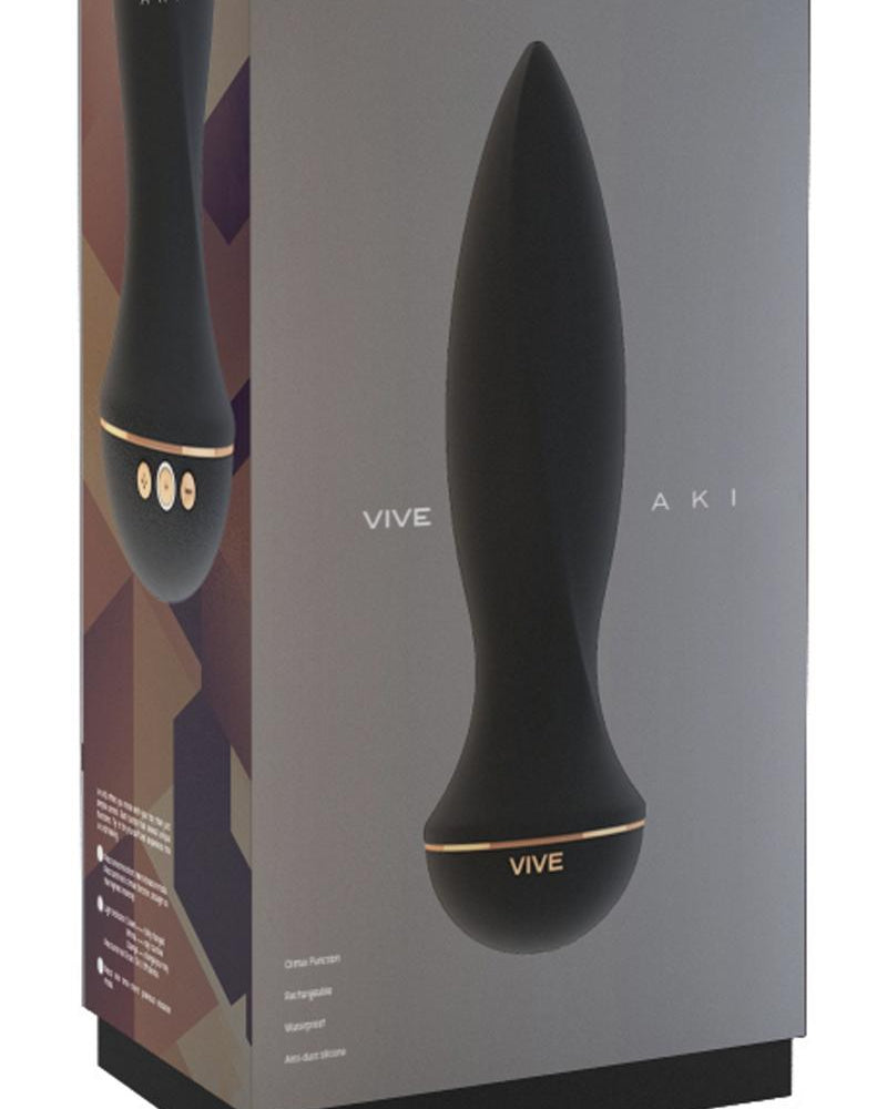 Vive Aki Silicone USB Rechargeable Anal Plug Waterproof Black