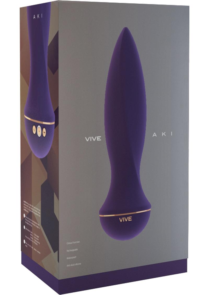 Vive Aki Silicone USB Rechargeable Anal Plug Waterproof Purple