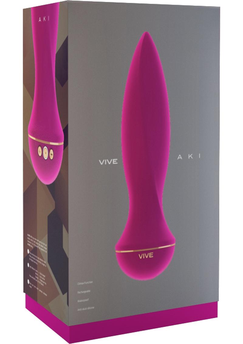 Vive Aki Silicone USB Rechargeable Anal Plug Waterproof Pink