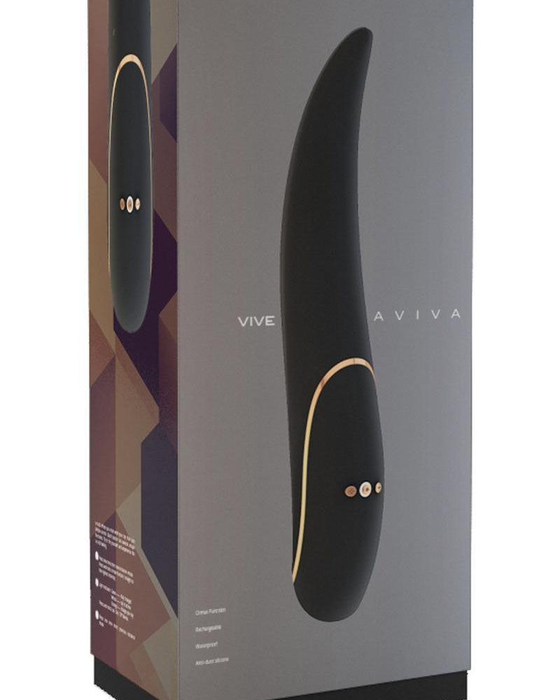 Vibrador de silicona recargable por USB Vive Aviva, resistente al agua, color negro