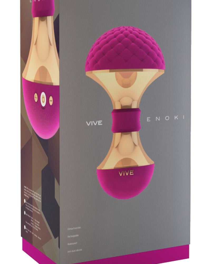 Masajeador de silicona recargable por USB Vive Enoki, resistente al agua, color rosa