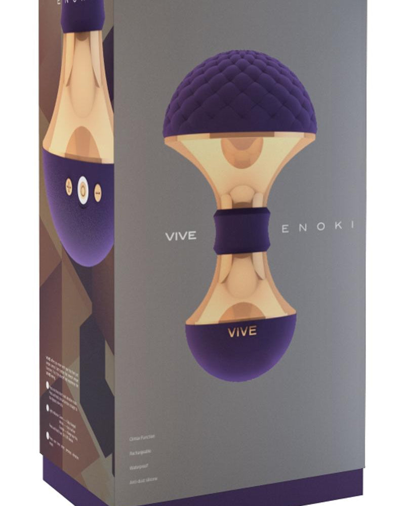 Masajeador de silicona recargable por USB Vive Enoki, resistente al agua, morado