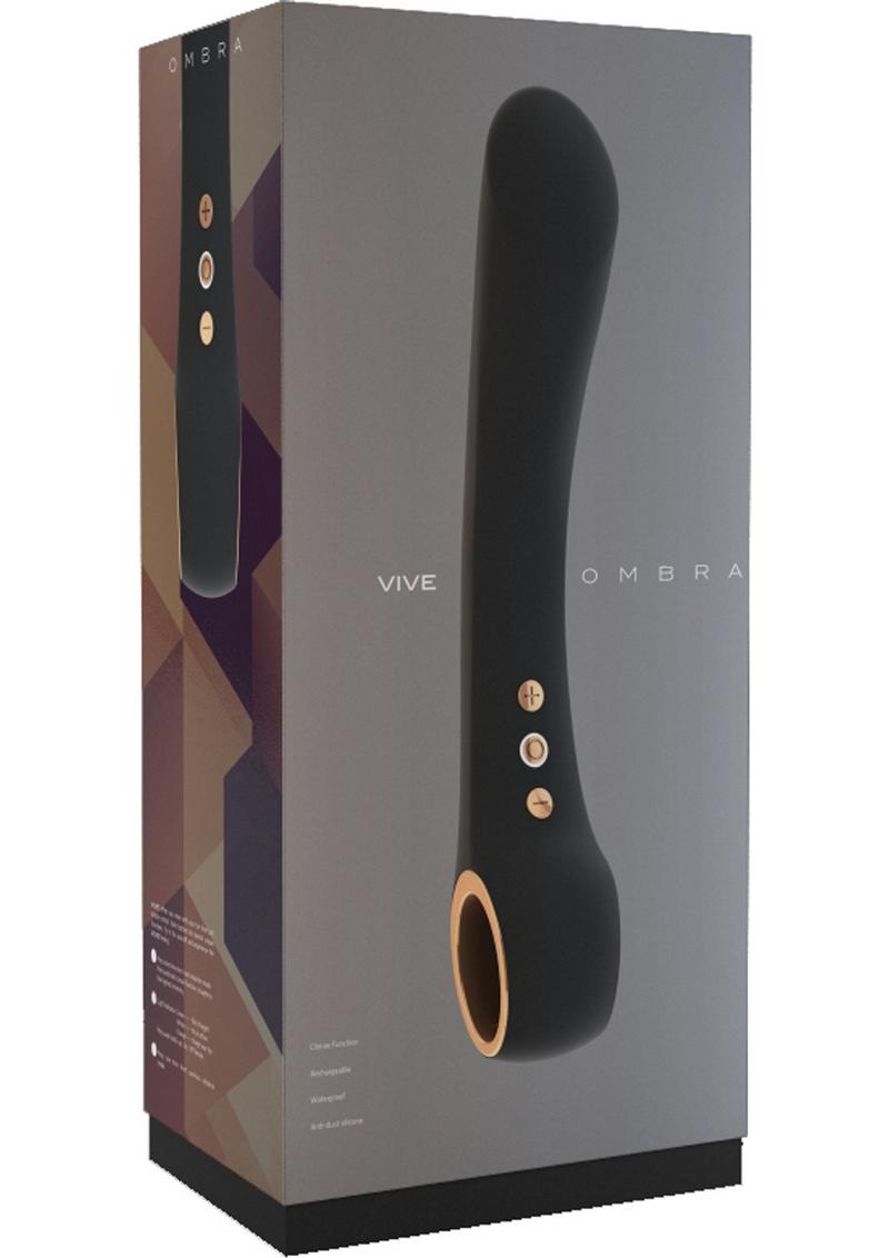 Vibrador de silicona recargable por USB Vive Ombra, resistente al agua, color negro