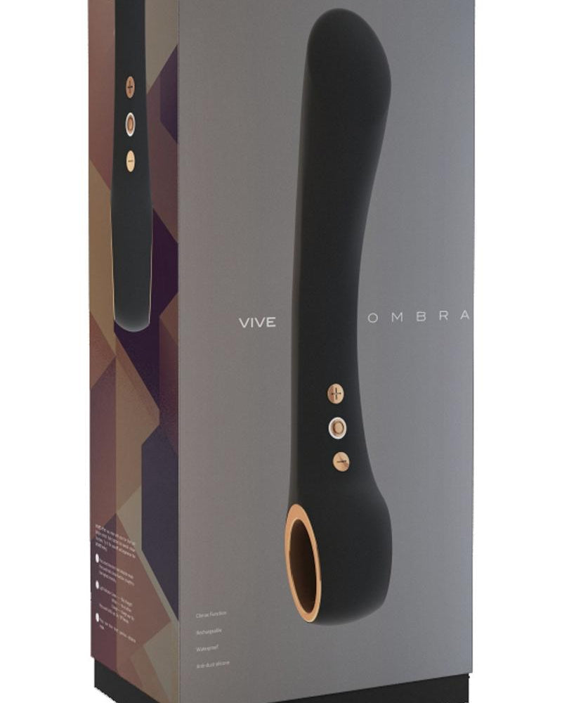 Vibrador de silicona recargable por USB Vive Ombra, resistente al agua, color negro