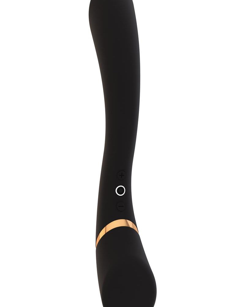 Vibrador de silicona recargable por USB de doble extremo Vive Cleo, resistente al agua, color negro