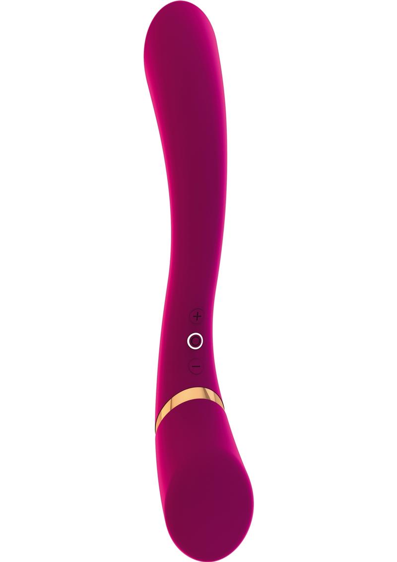 Vibrador de silicona recargable por USB de doble extremo Vive Cleo, resistente al agua, color rosa