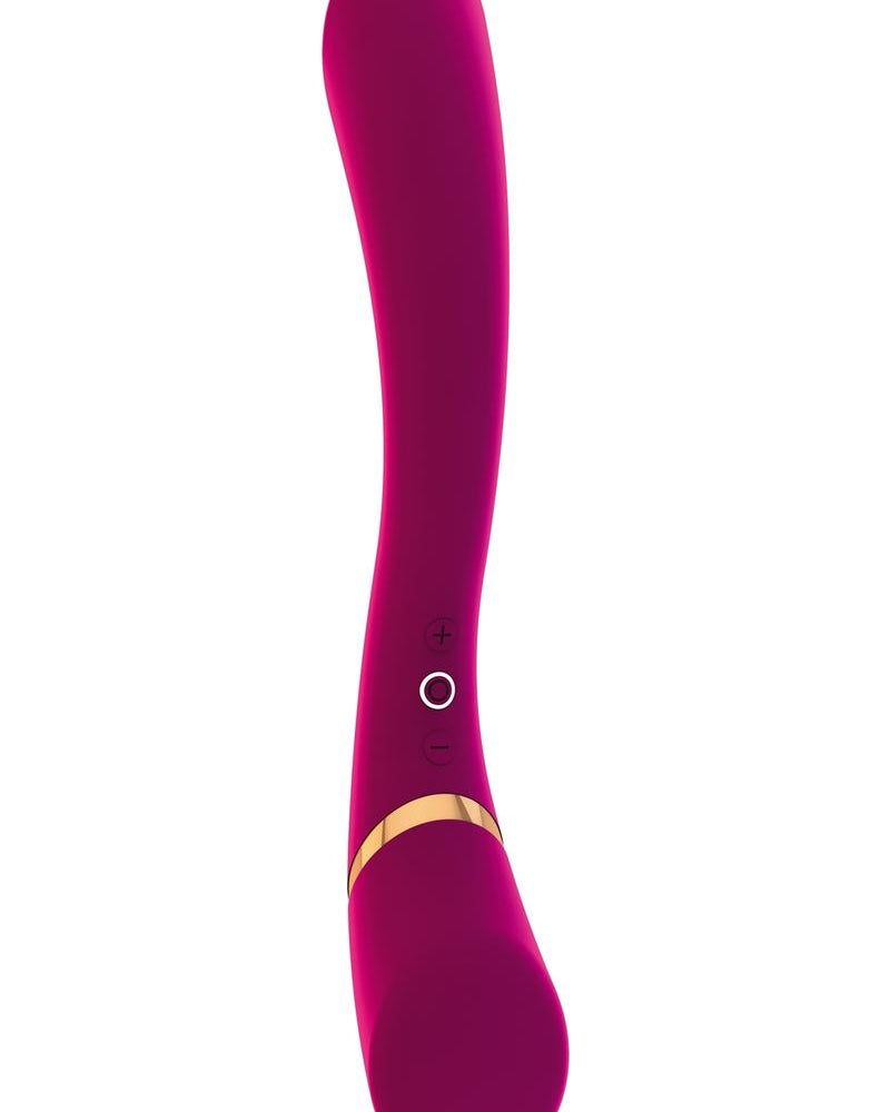 Vibrador de silicona recargable por USB de doble extremo Vive Cleo, resistente al agua, color rosa