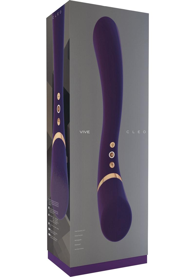 Vibrador de silicona recargable por USB Vive Cleo de doble extremo, resistente al agua, morado