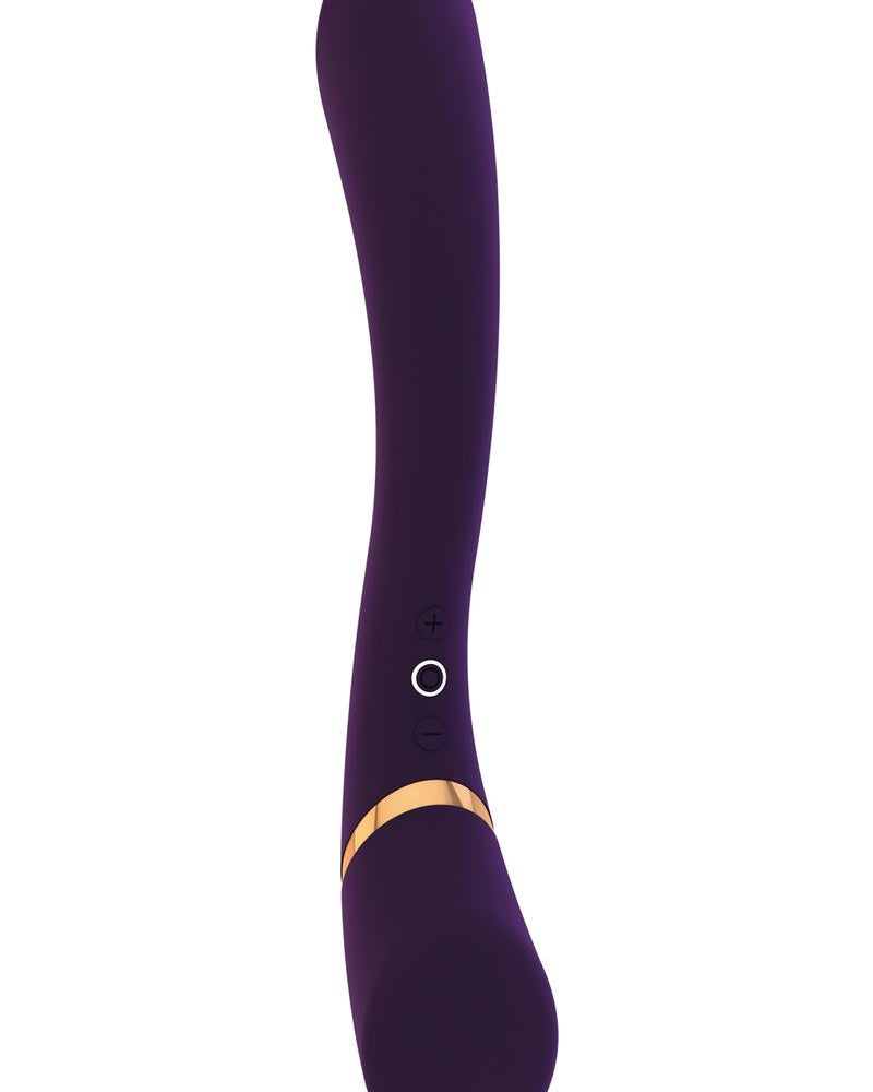 Vibrador de silicona recargable por USB Vive Cleo de doble extremo, resistente al agua, morado