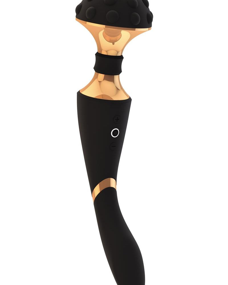 Masajeador y vibrador de doble extremo recargable por USB de silicona Vive Shiatsu, resistente al agua, color negro