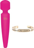Rianne S Bella Mini Wand USB Rechargeable Silicone Vibrator Waterproof French Rose