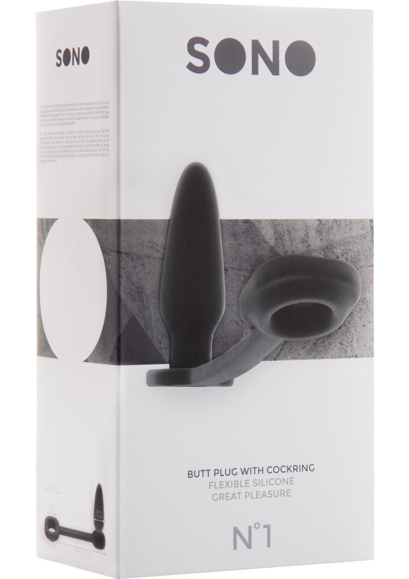 Sono No 1 Butt Plug With Cockring Flexible Silicone Black