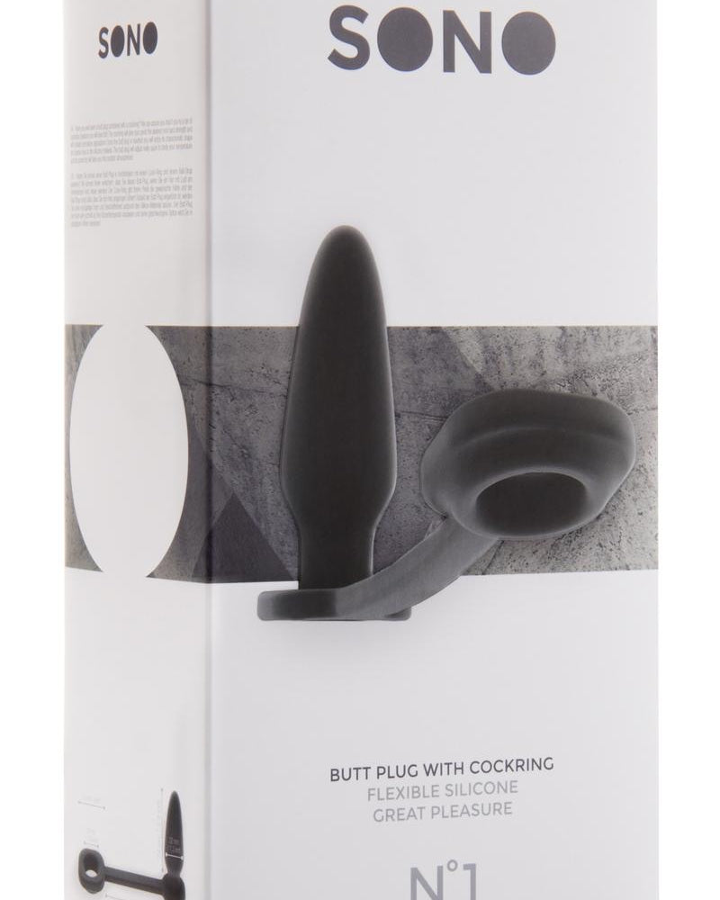Sono No 1 Butt Plug With Cockring Flexible Silicone Black