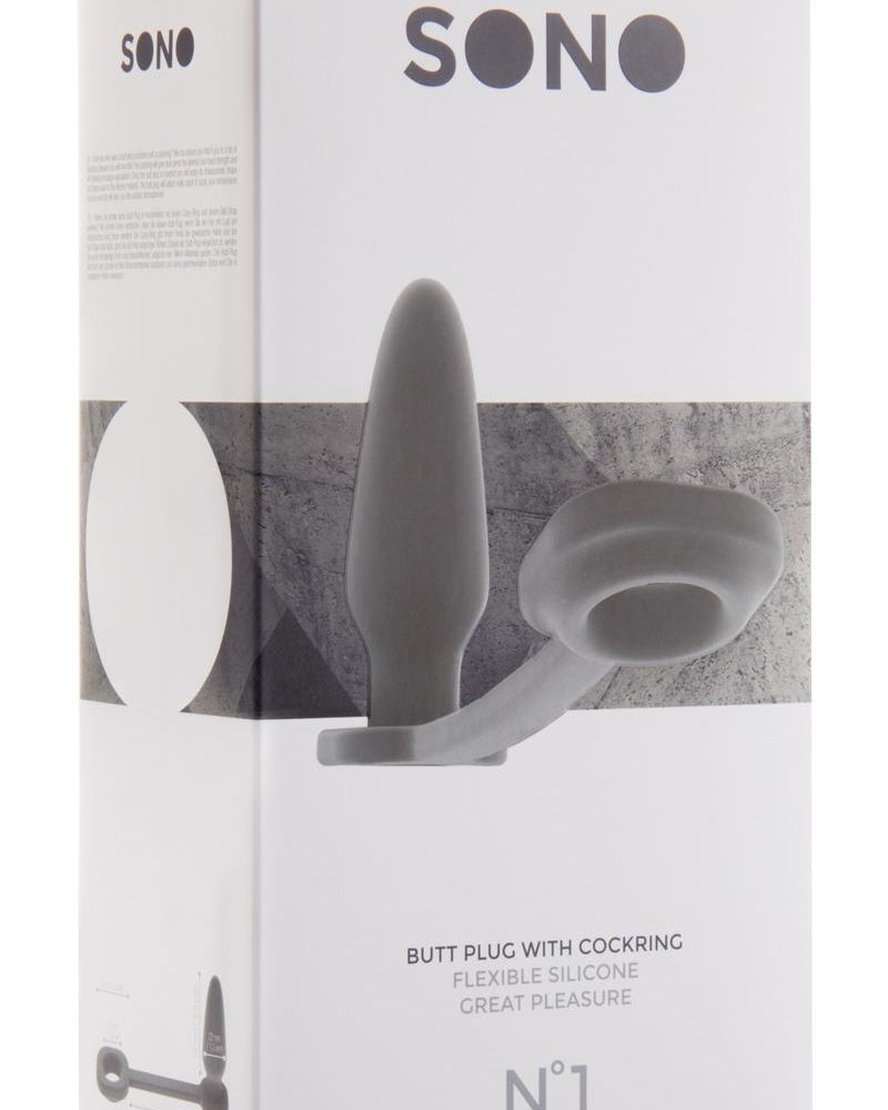 Sono No 1 Butt Plug With Cockring Flexible Silicone Grey