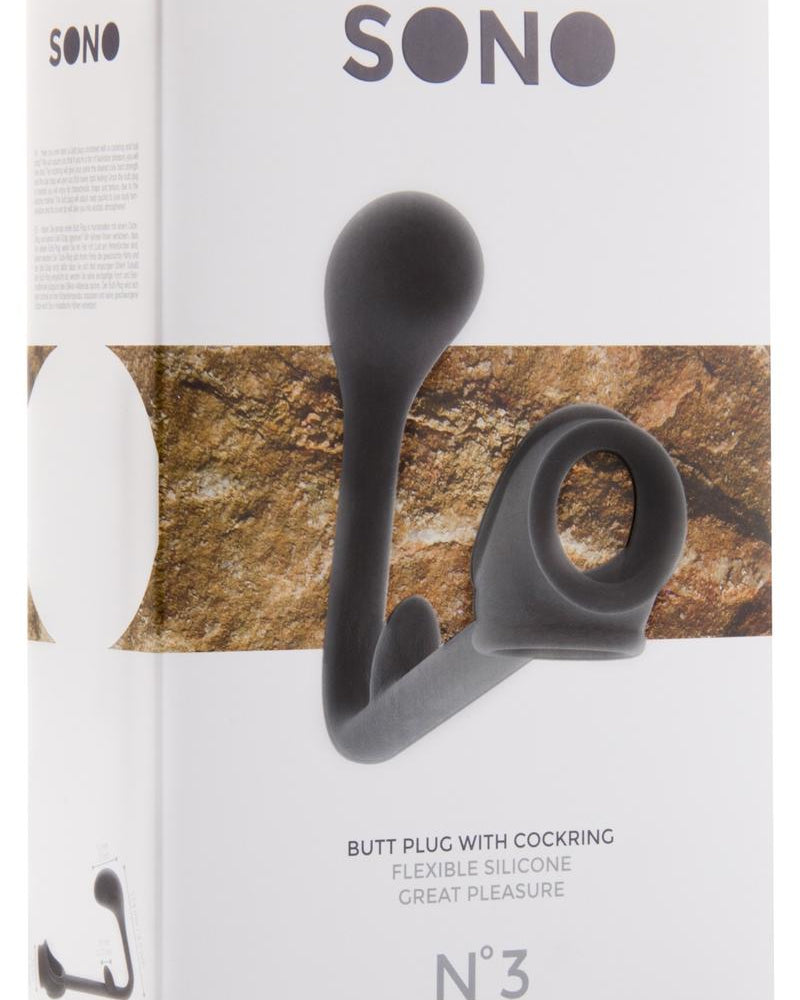 Sono No 3 Silicone Butt Plug With Cockring Waterproof Black