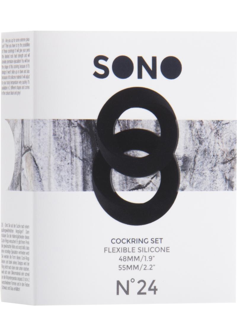 Sono No 24 Silicone Cockring Set Black 2 Assorted Sizes Per Box