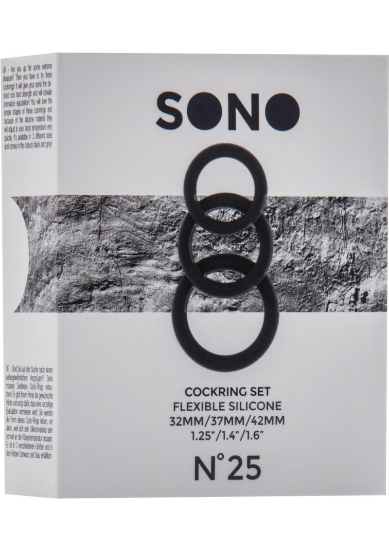Sono No 25 - Juego de anillos para el pene de silicona flexible, color negro