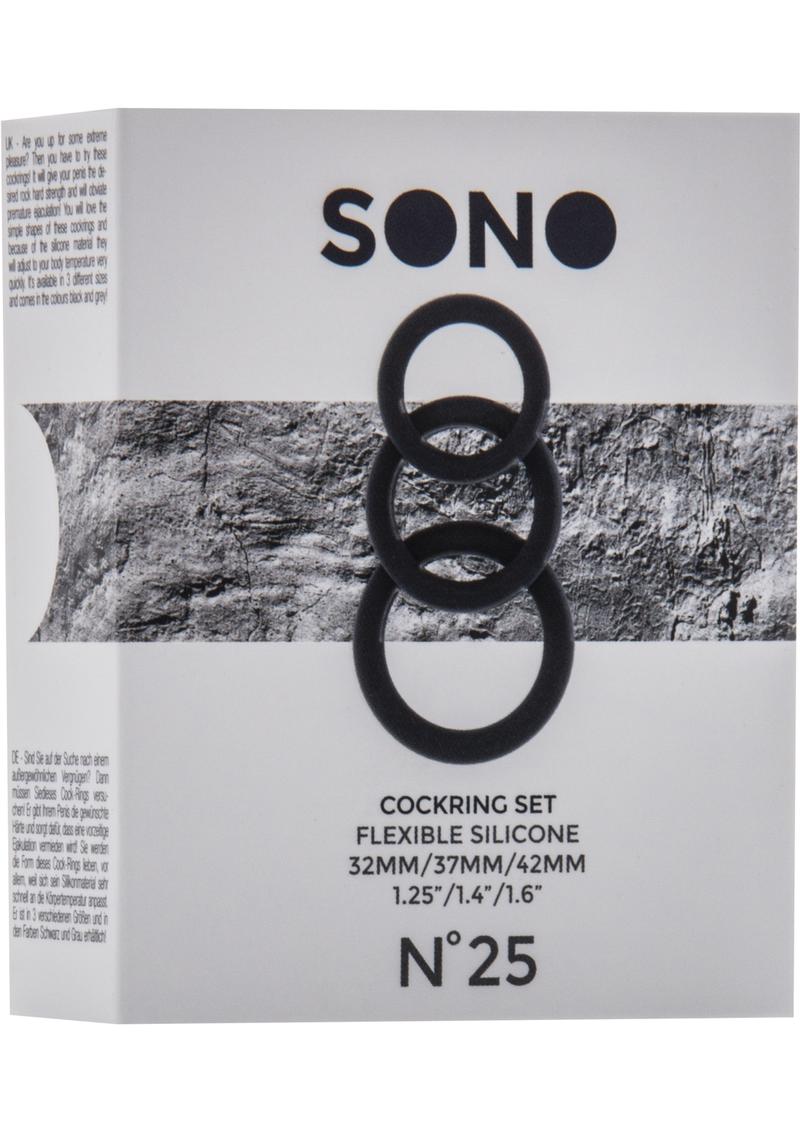 Sono No 25 Cockring Set Flexible Silicone Black