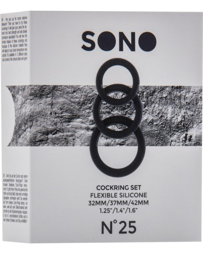 Sono No 25 Cockring Set Flexible Silicone Black