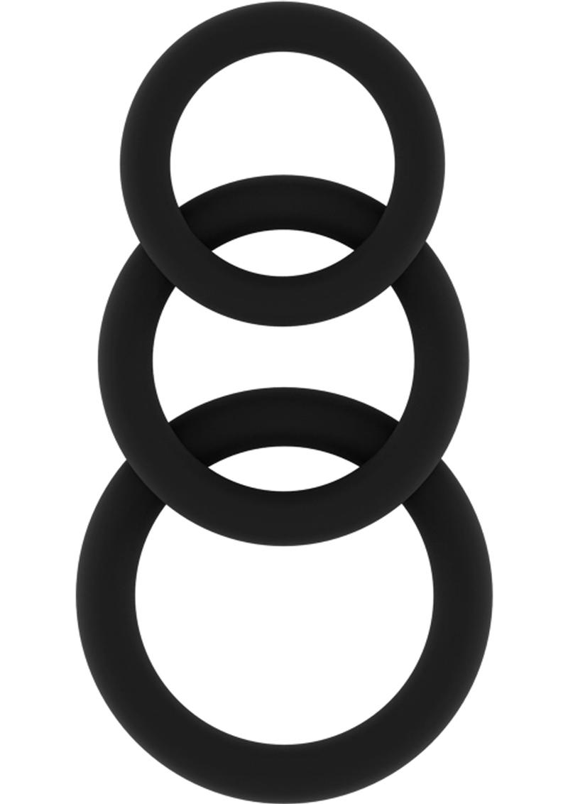 Sono No 25 - Juego de anillos para el pene de silicona flexible, color negro