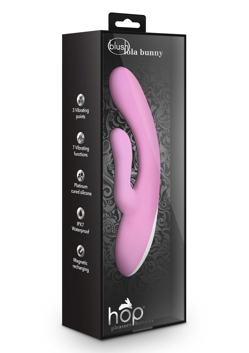 Vibrador de silicona resistente al agua Hop Pleasure Bunnies Lola Bunny de 7 pulgadas en color rosa