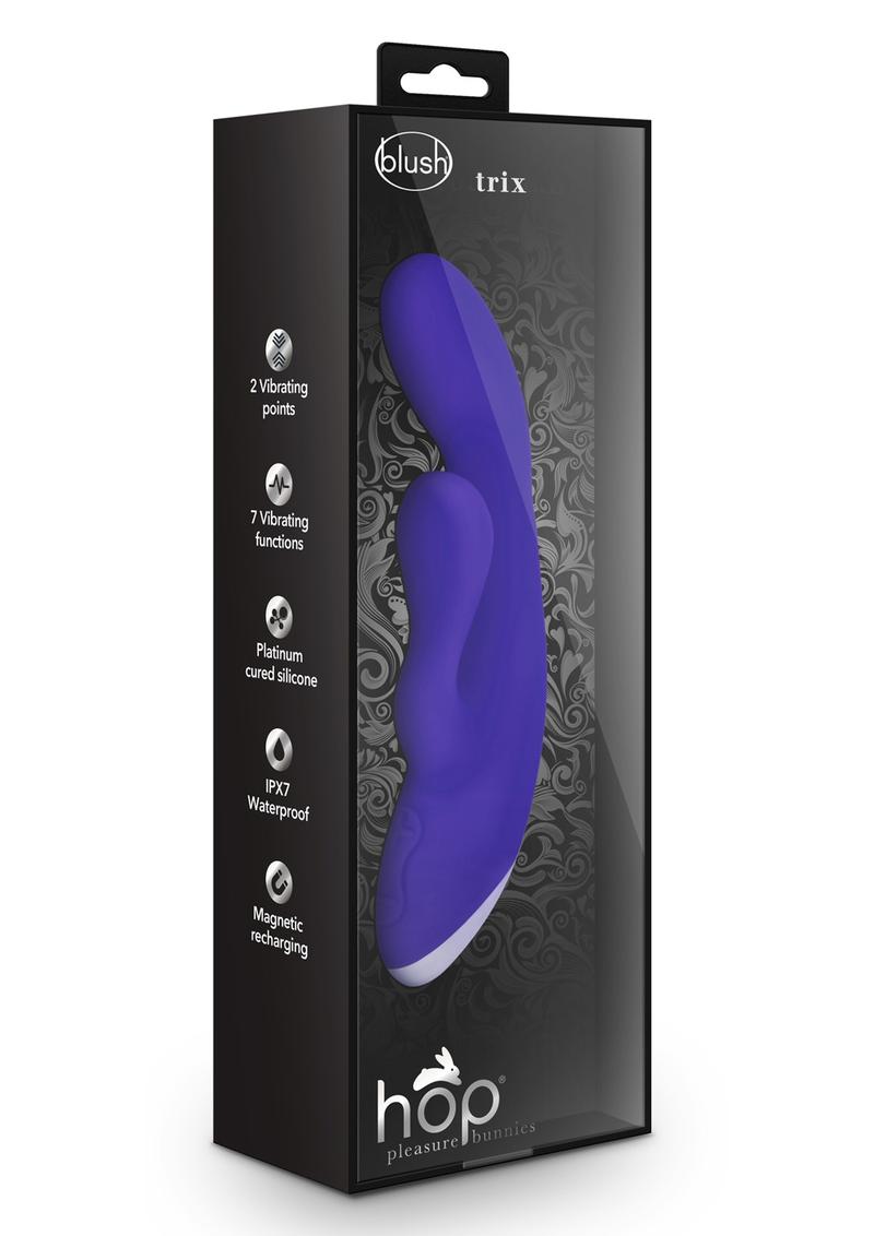 Hop Pleasure Bunnies Trix Silicone Waterproof Vibe Midnight 7 Inch