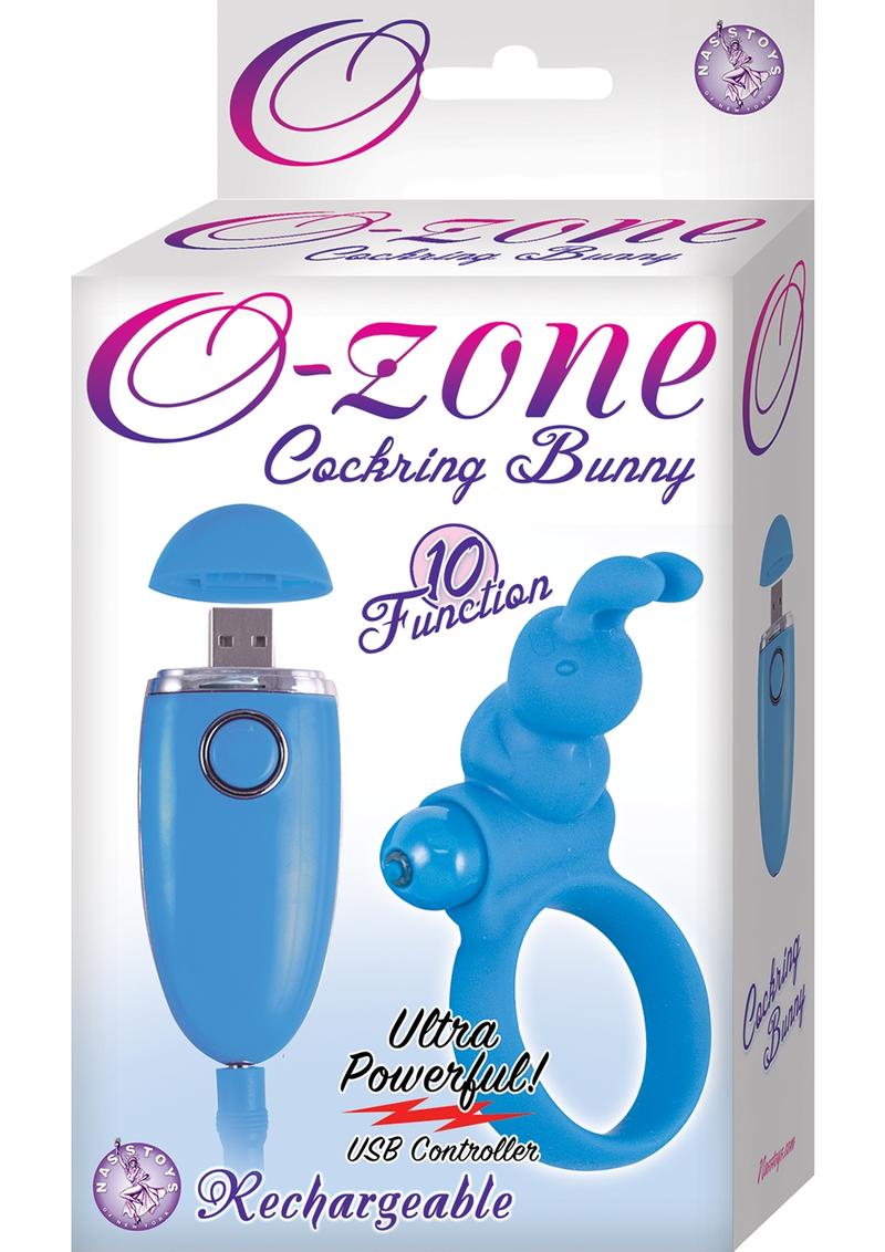 Ozone Rechargeable Cockring Bunny Waterproof Blue