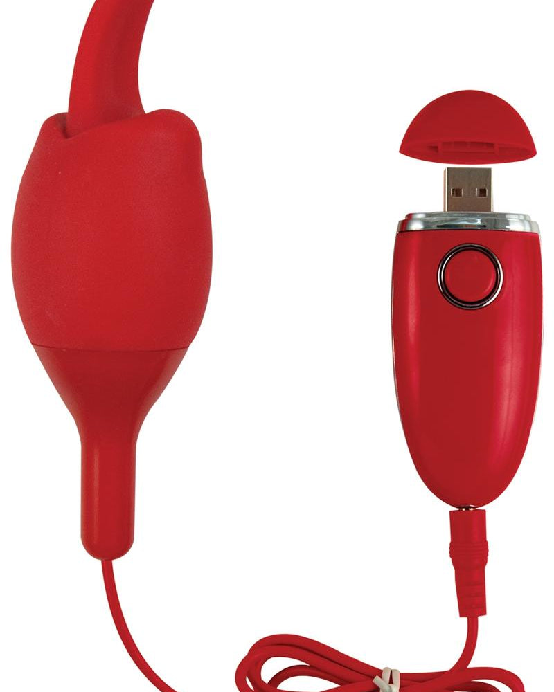 Bala orgásmica recargable con ozono para lengua, resistente al agua, color rojo
