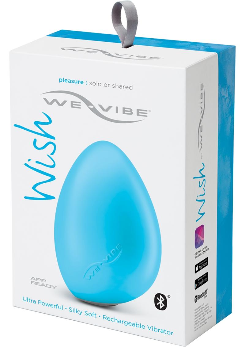 Vibrador recargable de silicona We-Vibe Wish con aplicación USB, resistente al agua, color azul