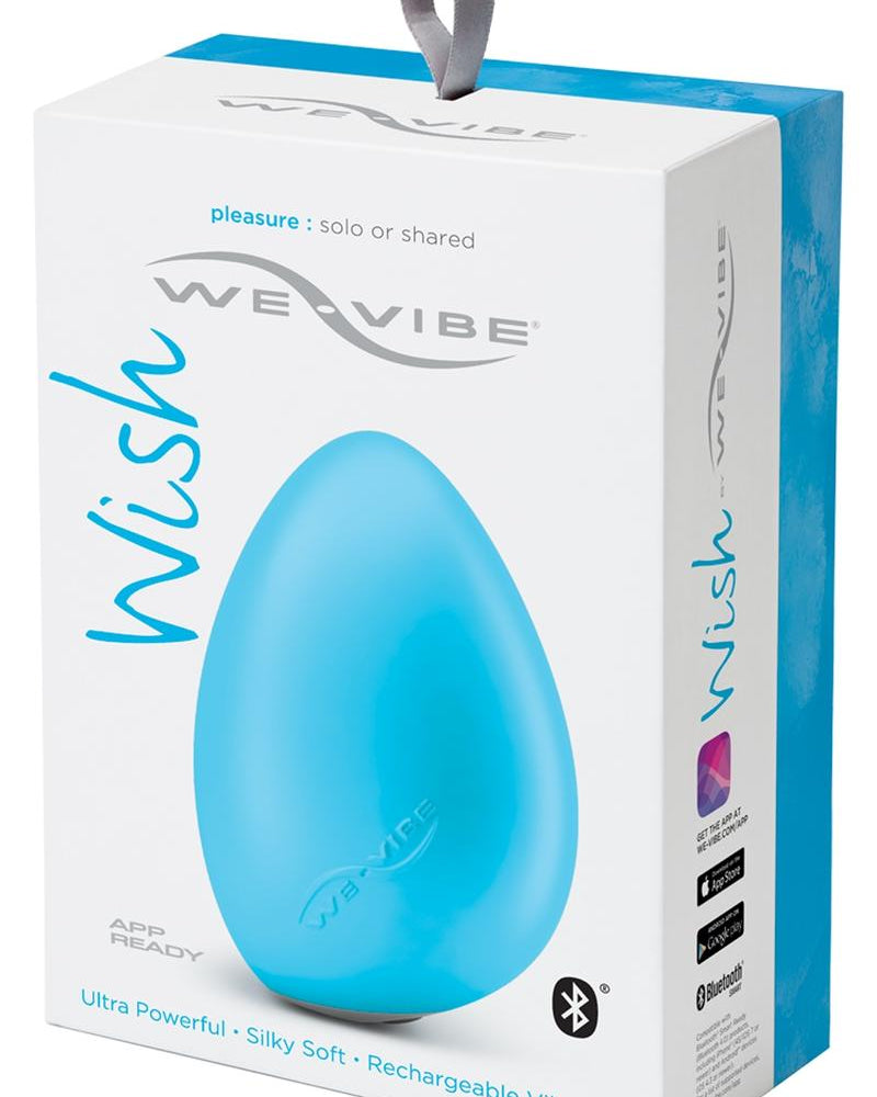 Vibrador recargable de silicona We-Vibe Wish con aplicación USB, resistente al agua, color azul