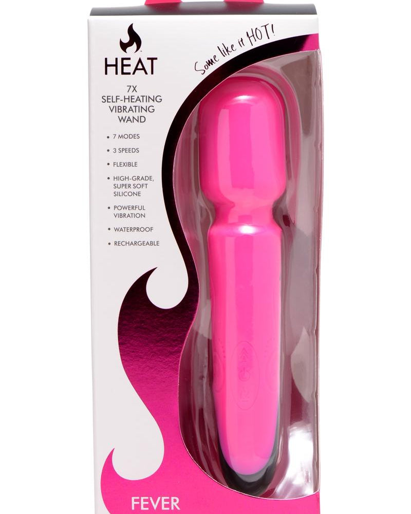 Heat Fever Silicone 7x Self-Heating Vibrating USB Rechargeable Wand Waterproof Pink 7.5 Inch