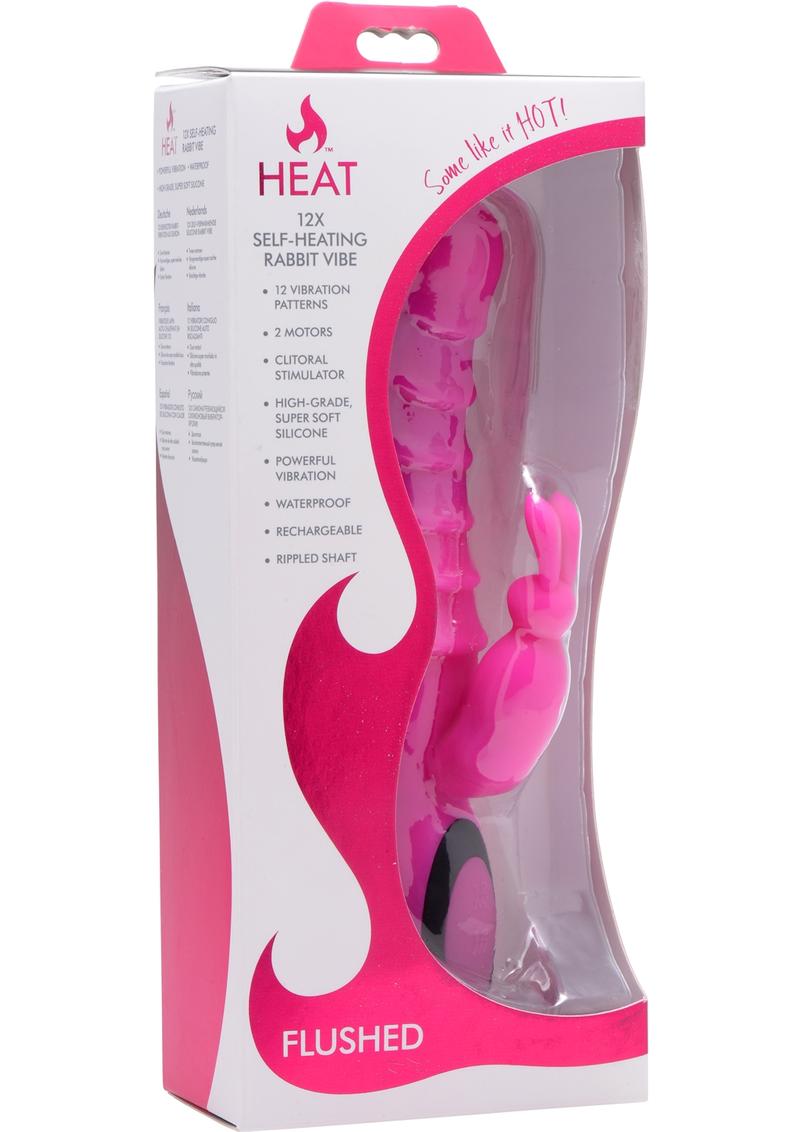 Heat Flushed 12x Self Heating Rabbit Vibe Silicone Waterproof Hot Pink