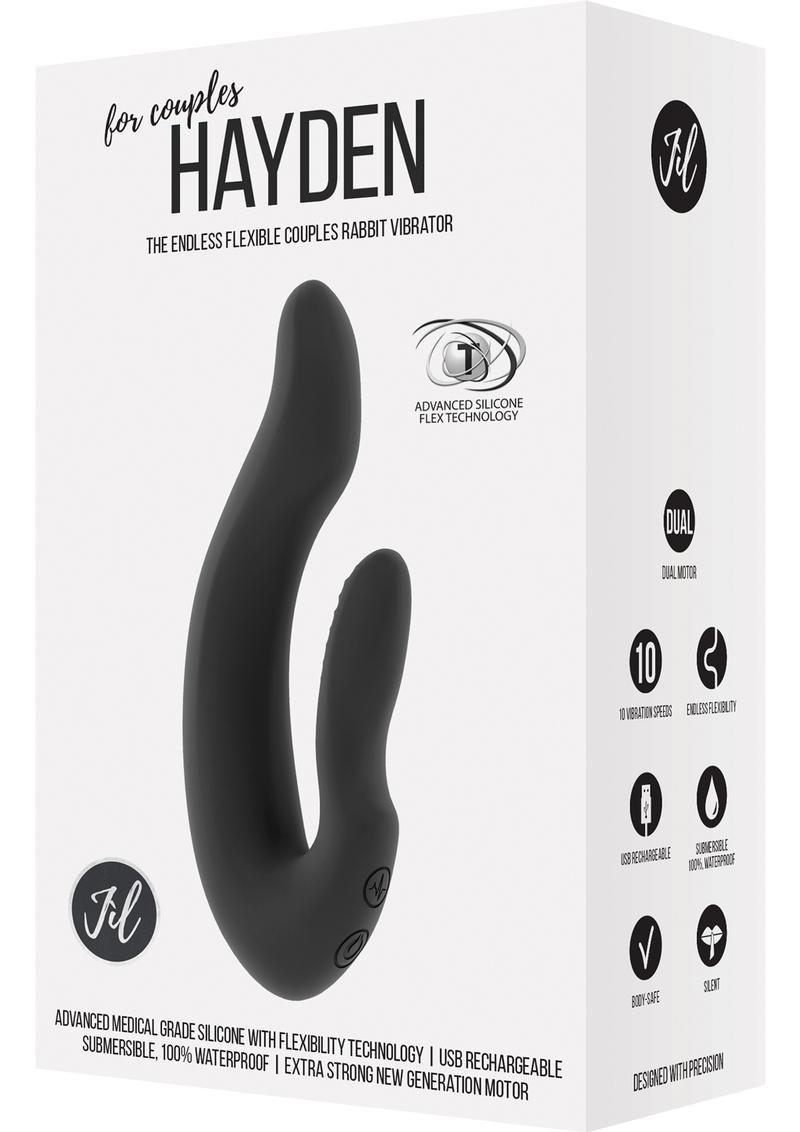 Vibrador para parejas recargable por USB de silicona flexible Jil Hayden, resistente al agua, color negro, 5,9 pulgadas