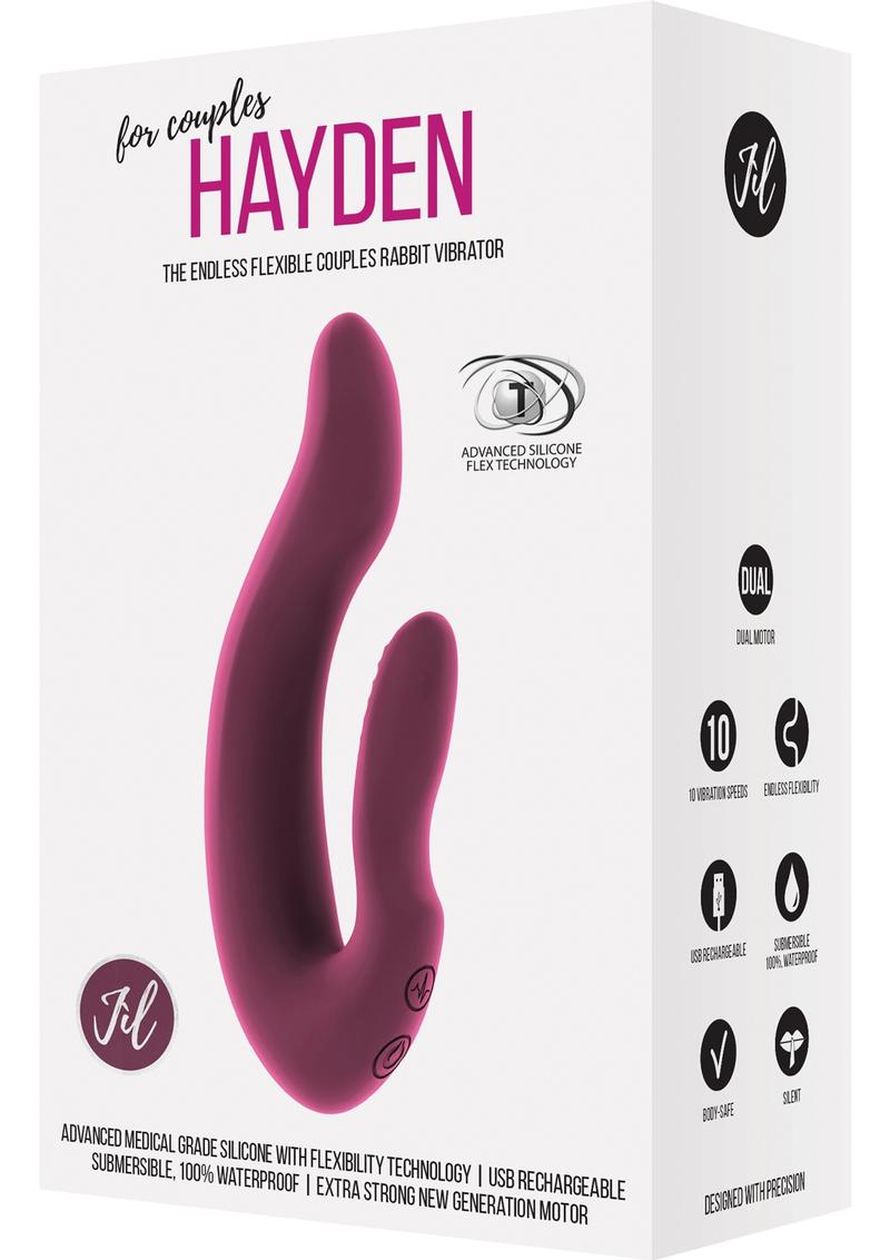 Vibrador para parejas recargable por USB de silicona flexible de Jil Hayden, resistente al agua, color rosa, 5,9 pulgadas