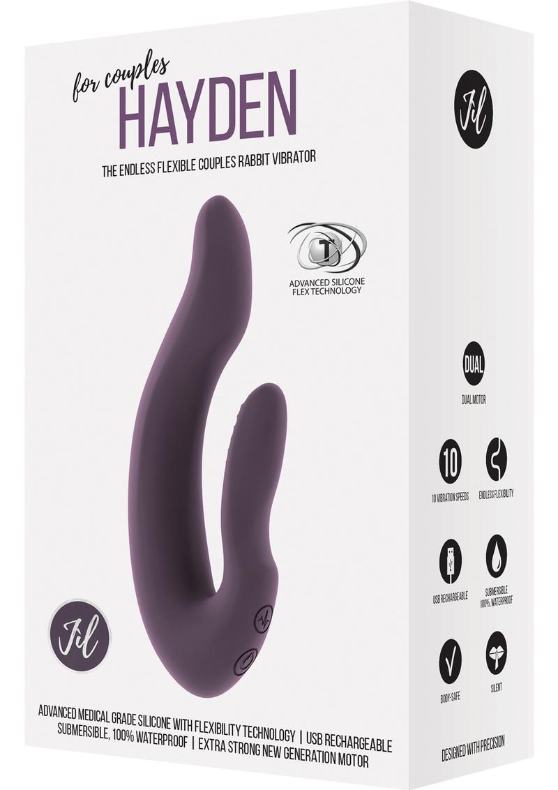 Vibrador para parejas recargable por USB de silicona flexible Jil Hayden, resistente al agua, morado, 5,9 pulgadas