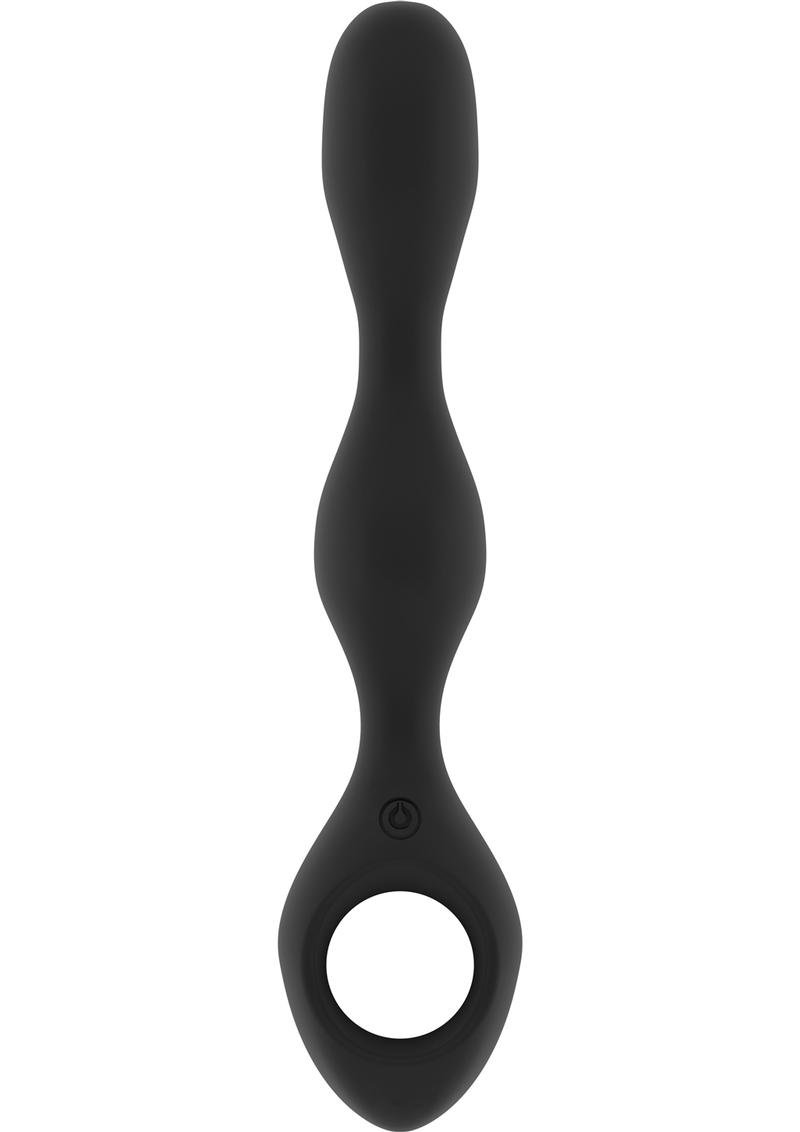 Vibrador y cadena anal recargables por USB de silicona flexible Jil Noah, resistente al agua, color negro, 8,6 pulgadas