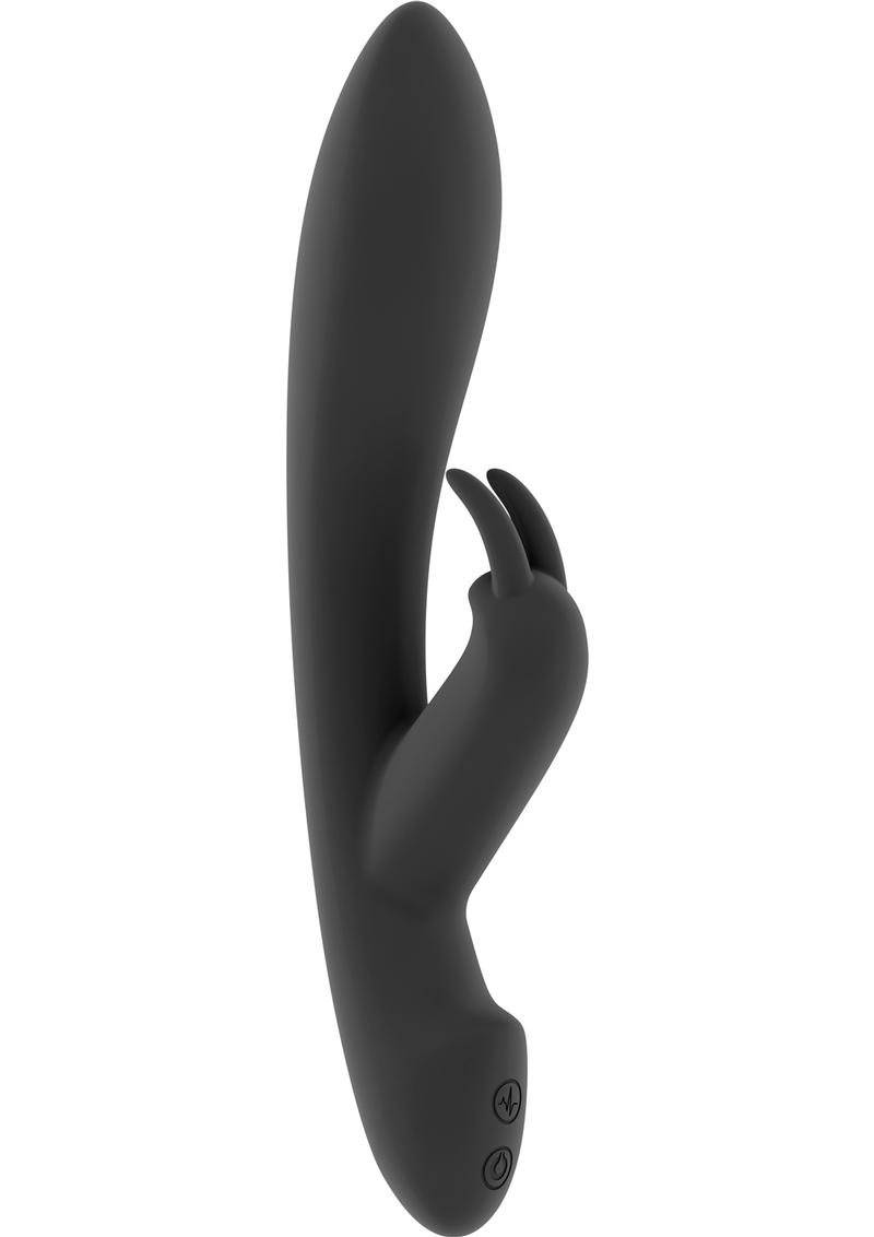 Vibrador de conejo recargable por USB de silicona flexible Jil Mila, resistente al agua, color negro, 8,6 pulgadas