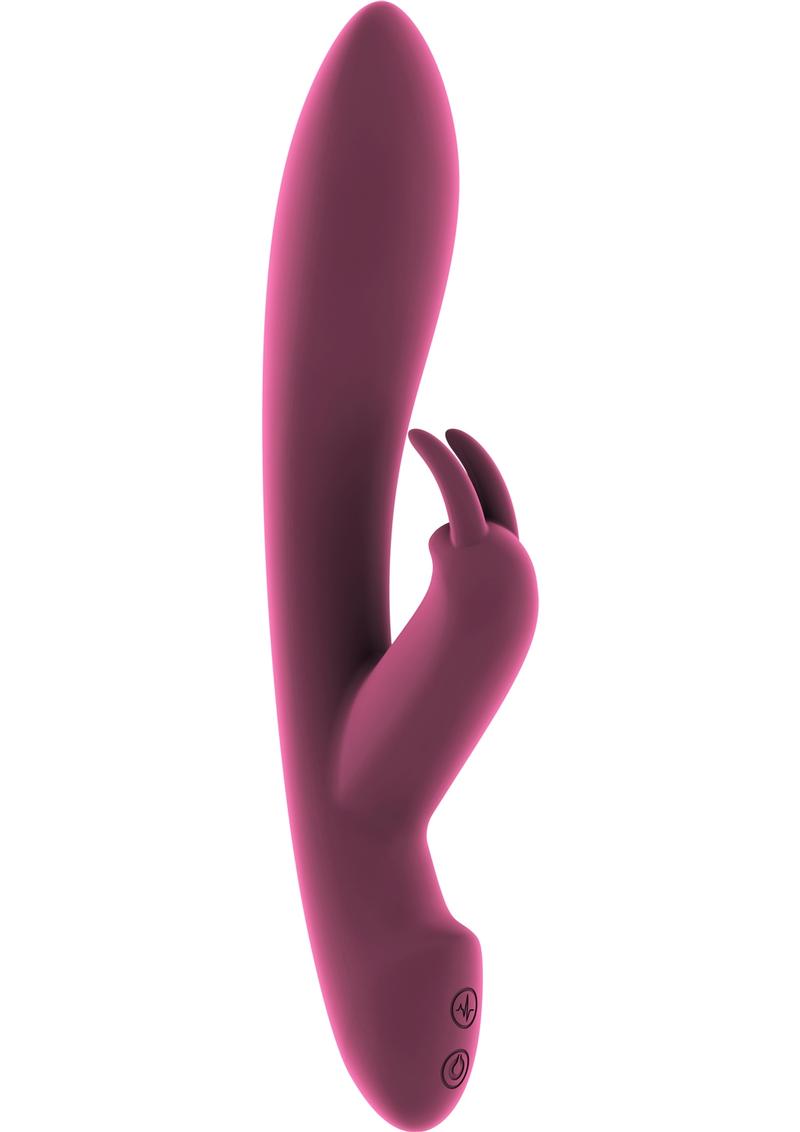 Vibrador de conejo recargable por USB de silicona flexible Jil Mila, resistente al agua, color rosa, 8,6 pulgadas