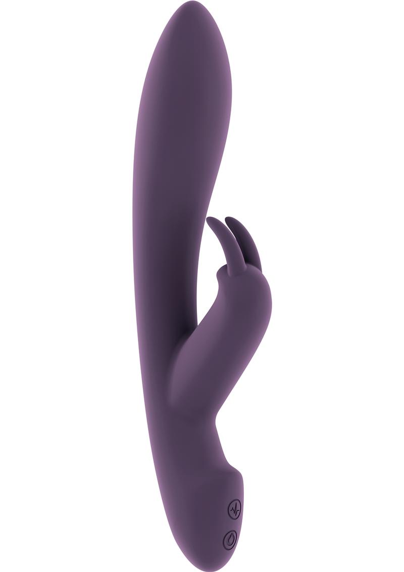 Vibrador de conejo recargable por USB de silicona flexible Jil Mila, resistente al agua, morado, 8,6 pulgadas