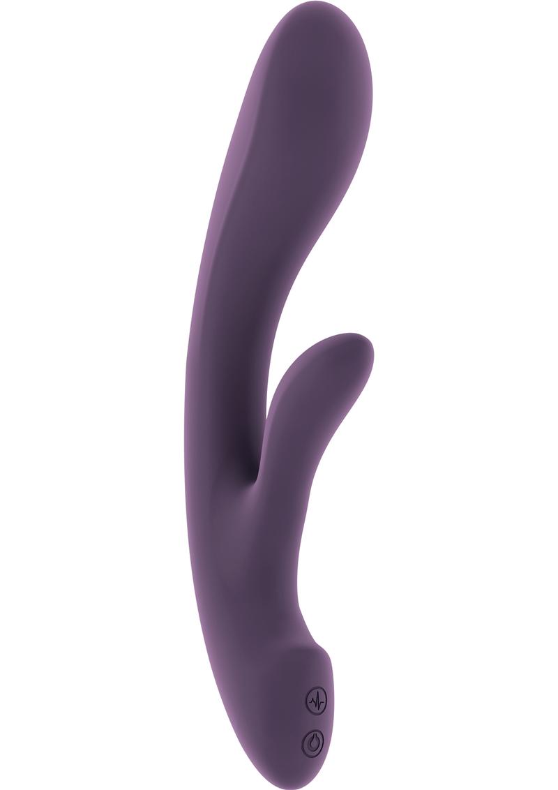 Vibrador de conejo recargable por USB de silicona flexible Jil Ava, resistente al agua, morado, 8,6 pulgadas