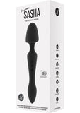 Jil Sasha - Vibrador masajeador recargable por USB de silicona flexible, resistente al agua, color negro, 8,8 pulgadas