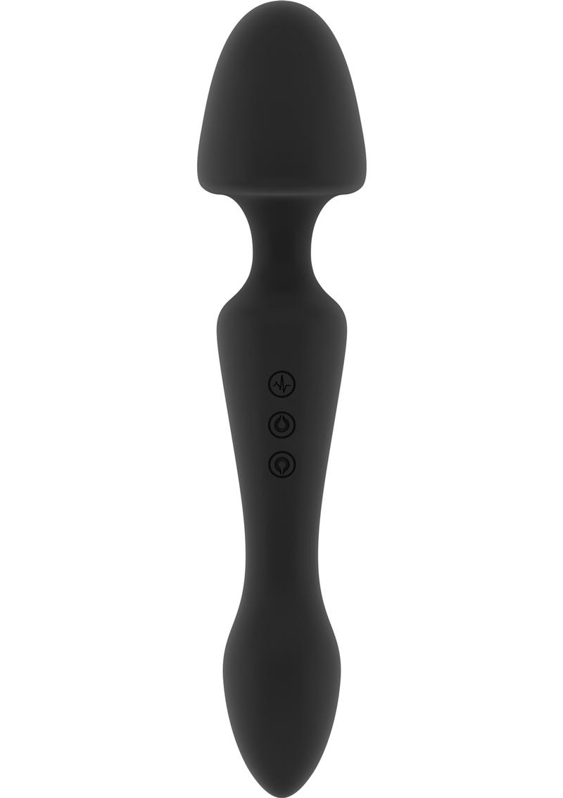 Jil Sasha - Vibrador masajeador recargable por USB de silicona flexible, resistente al agua, color negro, 8,8 pulgadas