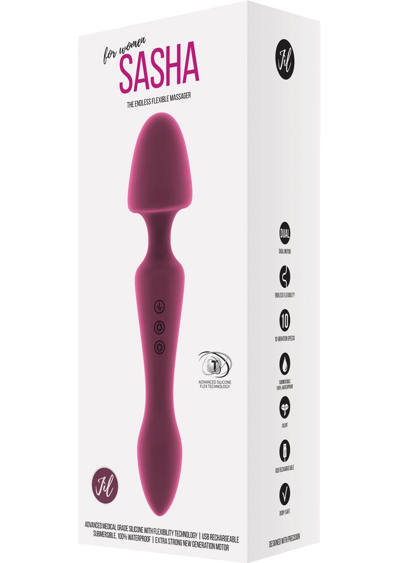 Jil Sasha Flexible Silicone USB Rechargeable Massager Vibrator Waterproof Pink 8.8 Inch