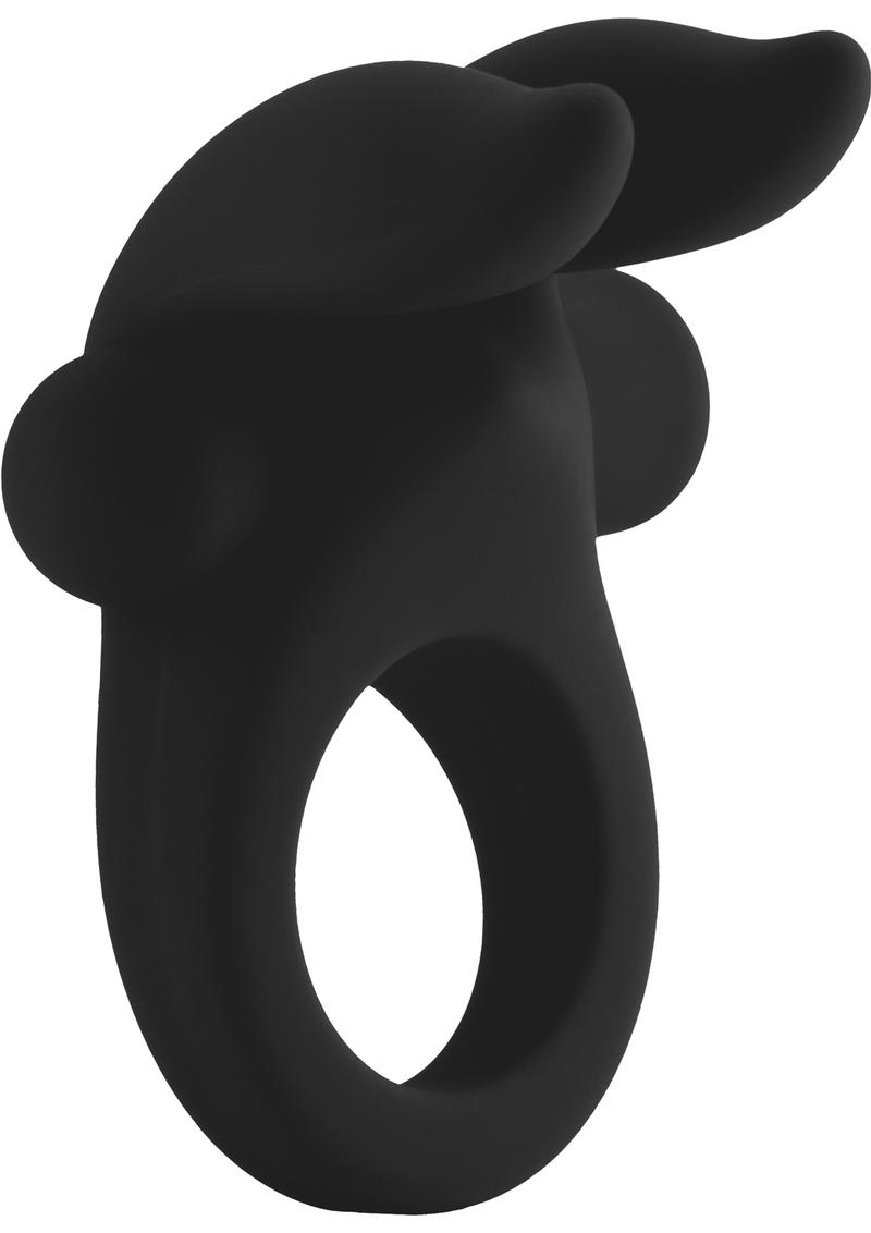 Mjuze Bunny Cockring Silicone Cockring With Stimulating Ears Waterproof Black