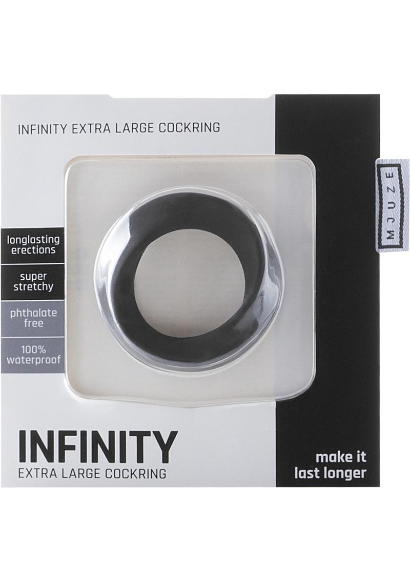 Mjuze Infinity Silicone Cock Ring Waterproof Black Extra Large