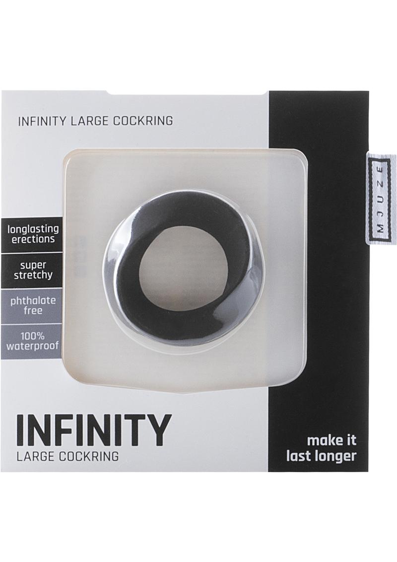 Mjuze Infinity Silicone Cock Ring Waterproof Black Large