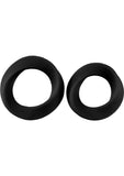 Mjuze Infinity Silicone Cock Ring Set Waterproof Black 2 Each Pack Large and Extra Large