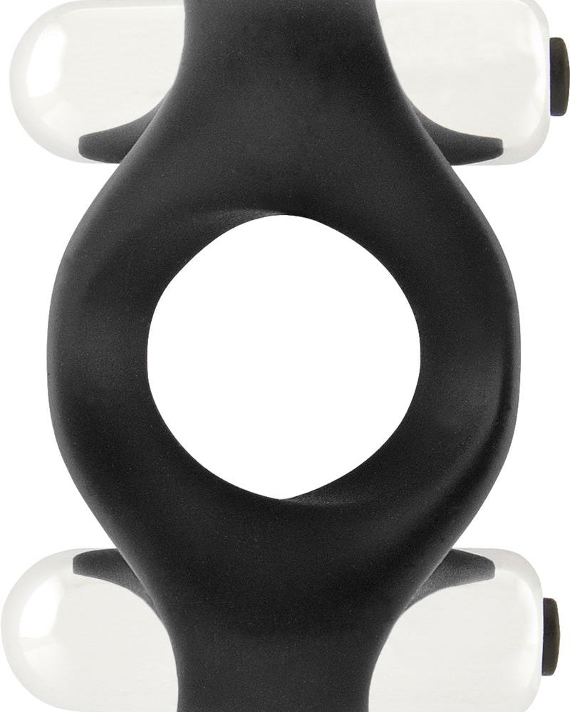 Mjuze Infinity Silicone Double Vibrating Cock Ring Waterproof Black 2.7 Inch