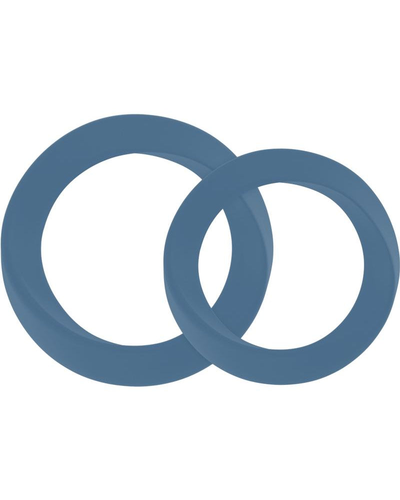 Mjuze Infinity Silicone Cock Ring Set Waterproof Blue 2 Each Pack Thin Medium and Large